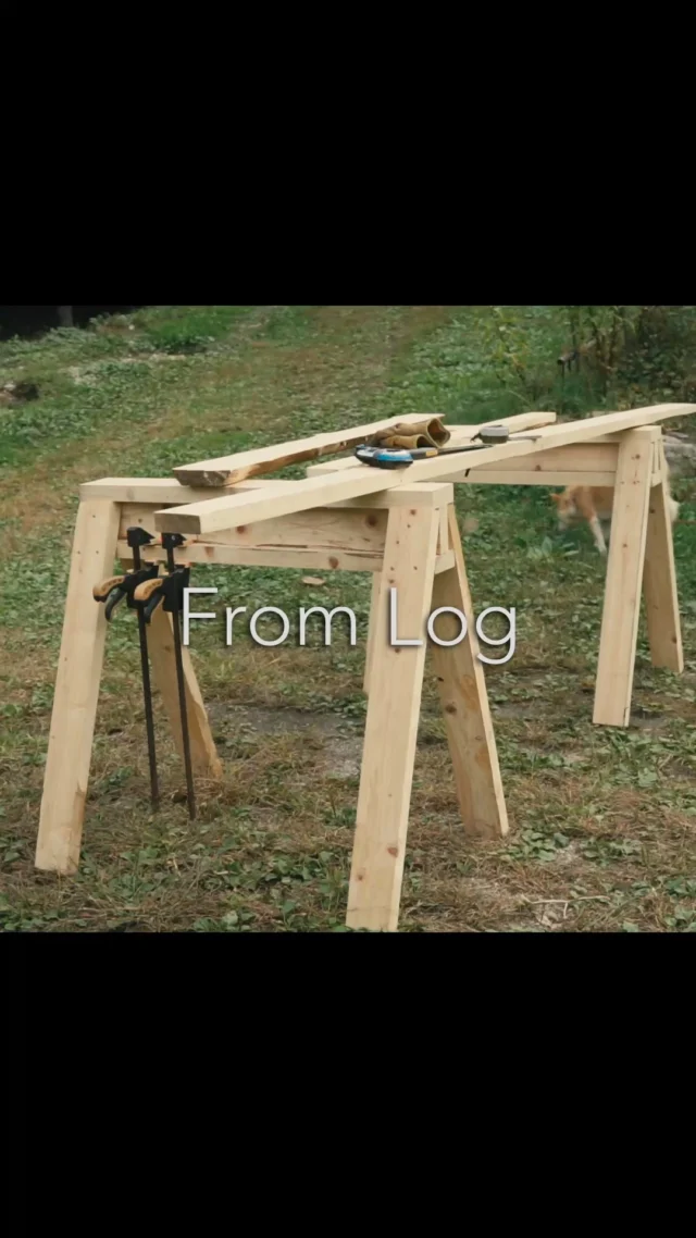 Boards milled from a log.
Planed, measured, cut — now a sawhorse.

自家製材した間伐材でソーホースを作る
少し重いけど頑丈 

#homesteadlife 
#山暮らし
#森暮らし
#woodworking
#sawhorse